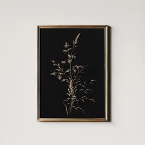 Dark Botanical Print: Vintage Autumn Grass Art (Digital Download Printable) 4-32
