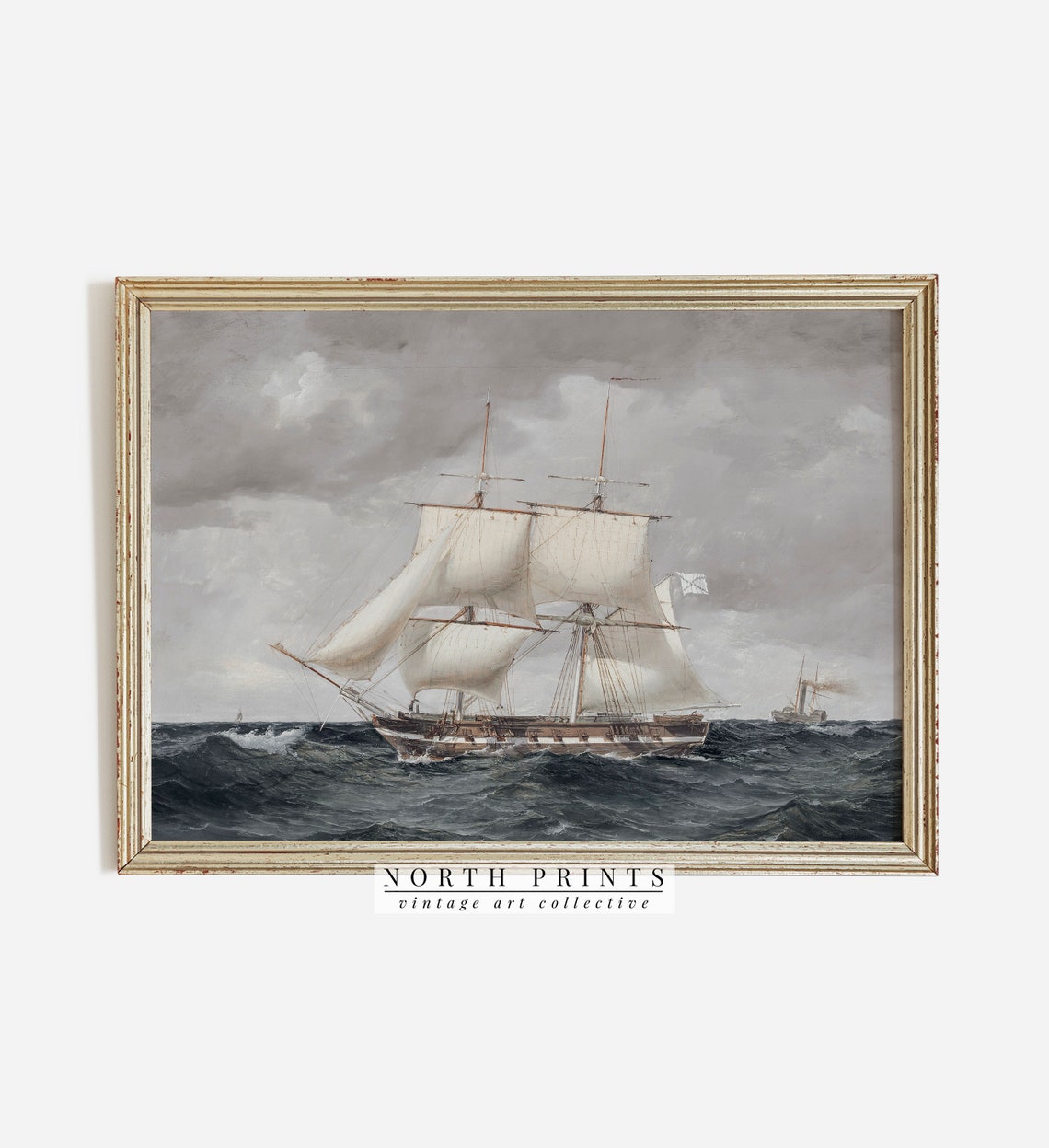 Vintage Ship Ocean Painting Nautical Seascape Wall Art Decor - Etsy