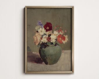 Vintage European Floral Still Life, Heritage Sage Green Botanical Wall Art, PRINTABLE Digital Download 11-20