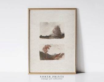 Neutral Watercolor Landscape Painting PRINTABLE | Vintage Modern Wall Decor | Digital Download | 1267