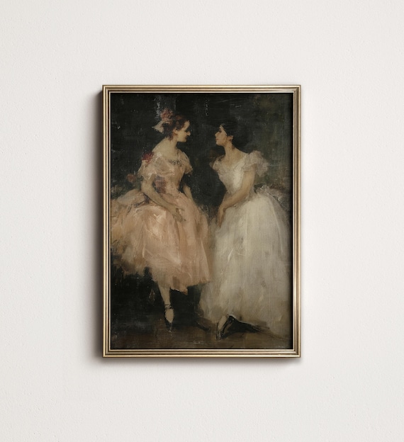 アンティークバレリーナ絵画：バレエ壁掛け印刷可能、ヴィンテージ