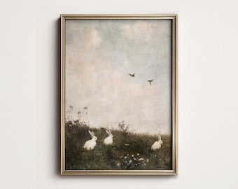 Country Hillside Bunny Print: Children's Nursery Wall Art (Digital PRINTABLE Download) 9-30