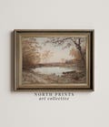 Autumn Pond Landscape Painting: Vintage Printable Wall Art (Digital Download) A-1