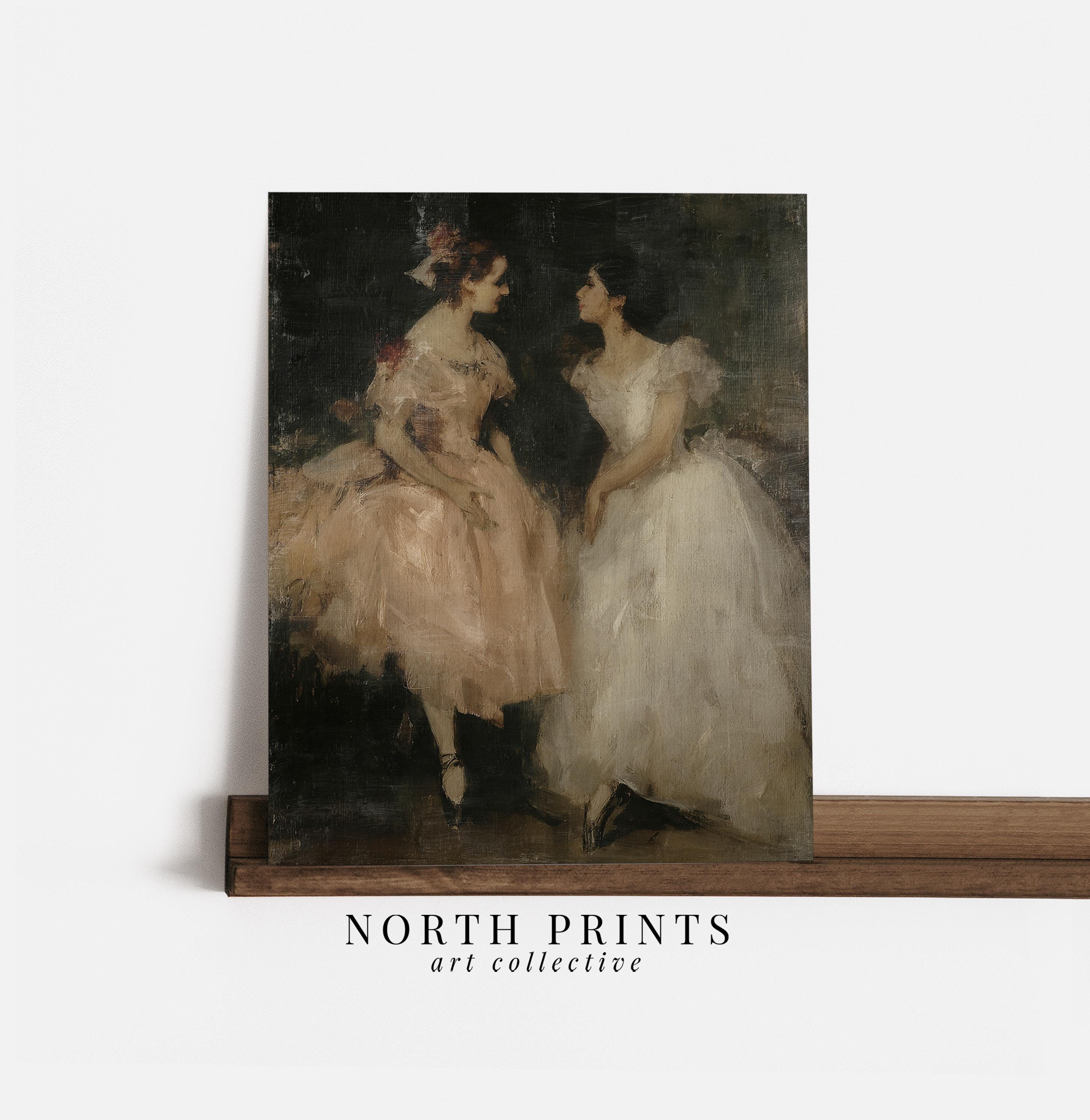 アンティークバレリーナ絵画：バレエ壁掛け印刷可能、ヴィンテージ