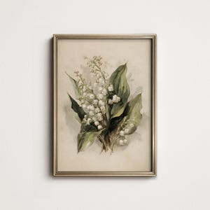 Art mural botanique vintage de muguet, impression murale florale, décoration victorienne française, impression numérique imprimable en téléchargement Nord 9-173