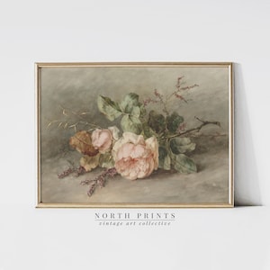 Still Life Flower Painting | Vintage Pink Botanical Print | PRINTABLE Wall Art #65