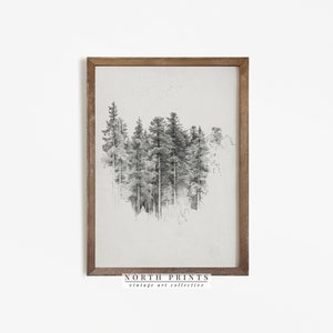 Neutral Tree Sketch | Vintage Pine Tree Drawing Print | Digital PRINTABLE North Prints | 804