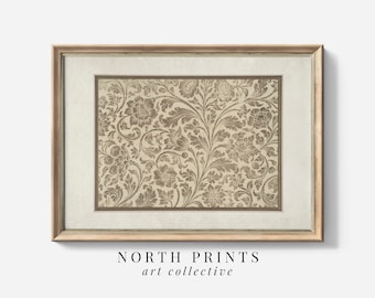 Vintage Printable Tapestry Art Print Neutral Botanical Pattern Wall ...