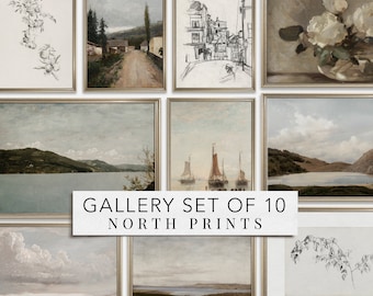 Vintage European Gallery Wall Print SET of 10 | Vintage Dining Room Home Decor | North Prints PRINTABLE #S77