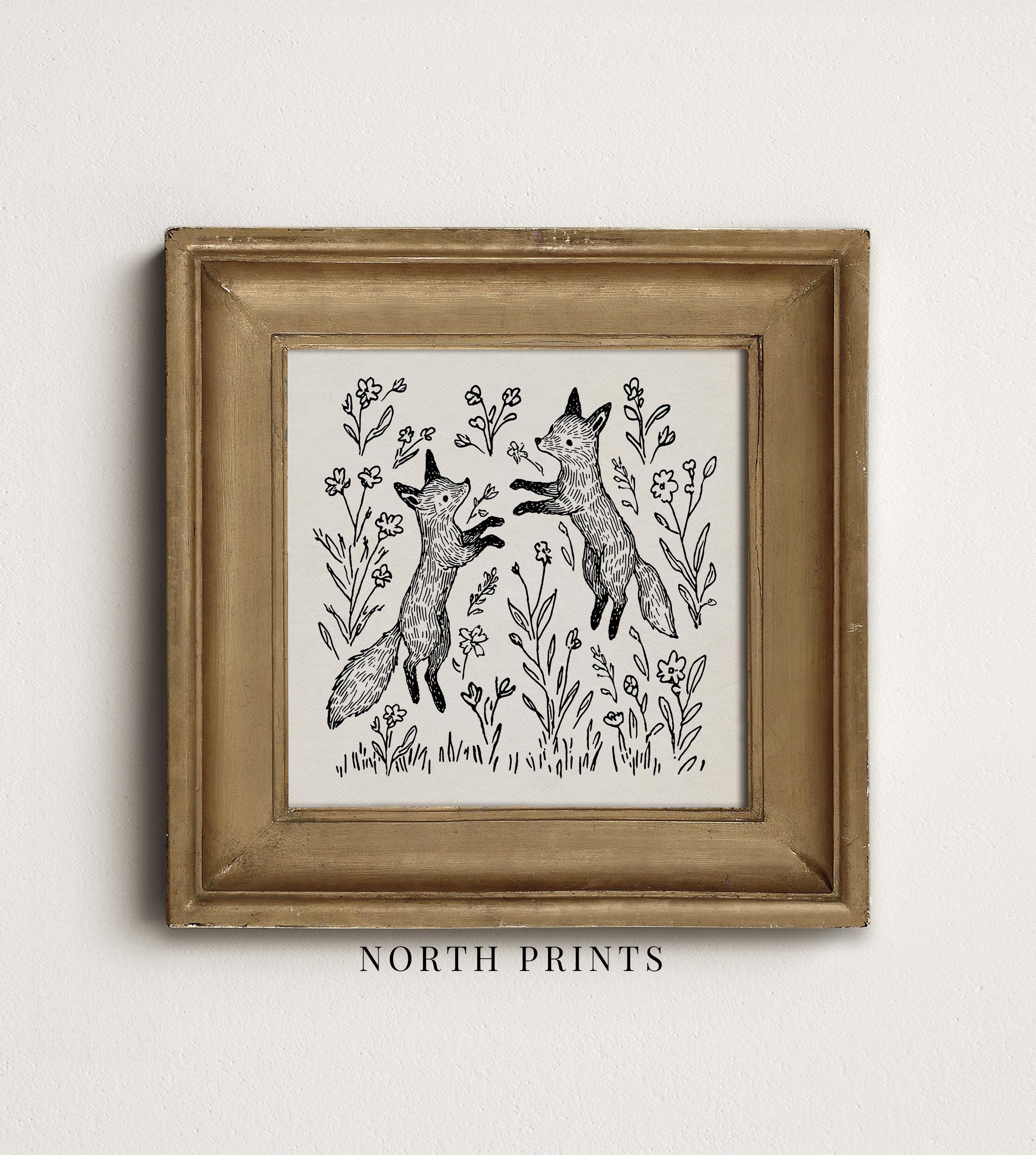 Square Fox Nursery Art Print: Woodland Cottagecore Decor (printable ...