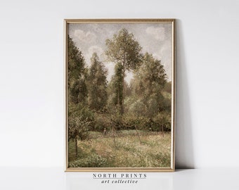 Peinture de ferme nature | Art vintage de paysage de campagne française | Affiches du Nord | Téléchargement d'art vintage imprimable #608