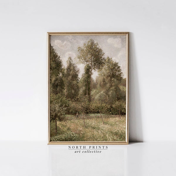 Vintage French Countryside Painting: Farmhouse Landscape Art (Printable Download) 3-50