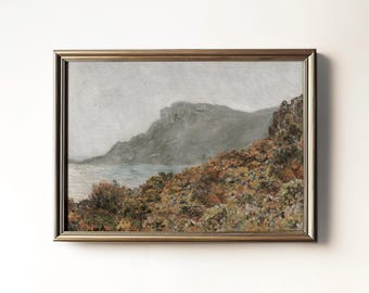 Coastal Landscape Painting: Vintage Mountain Seascape Art (Printable Digital Download) 6-184