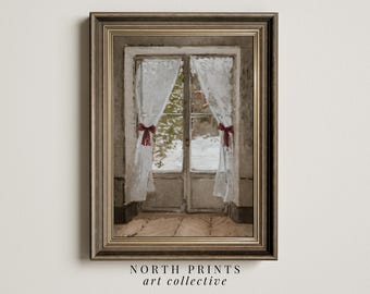 French Country Christmas Print: Winter Doorway Painting (Printable Digital Download) W-198