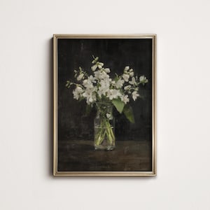 Naissance de juillet fleur pied d'alouette peinture, impression d'Art floral botanique blanc chambre à coucher, décoration murale numérique téléchargeable nord, tirages 8-202