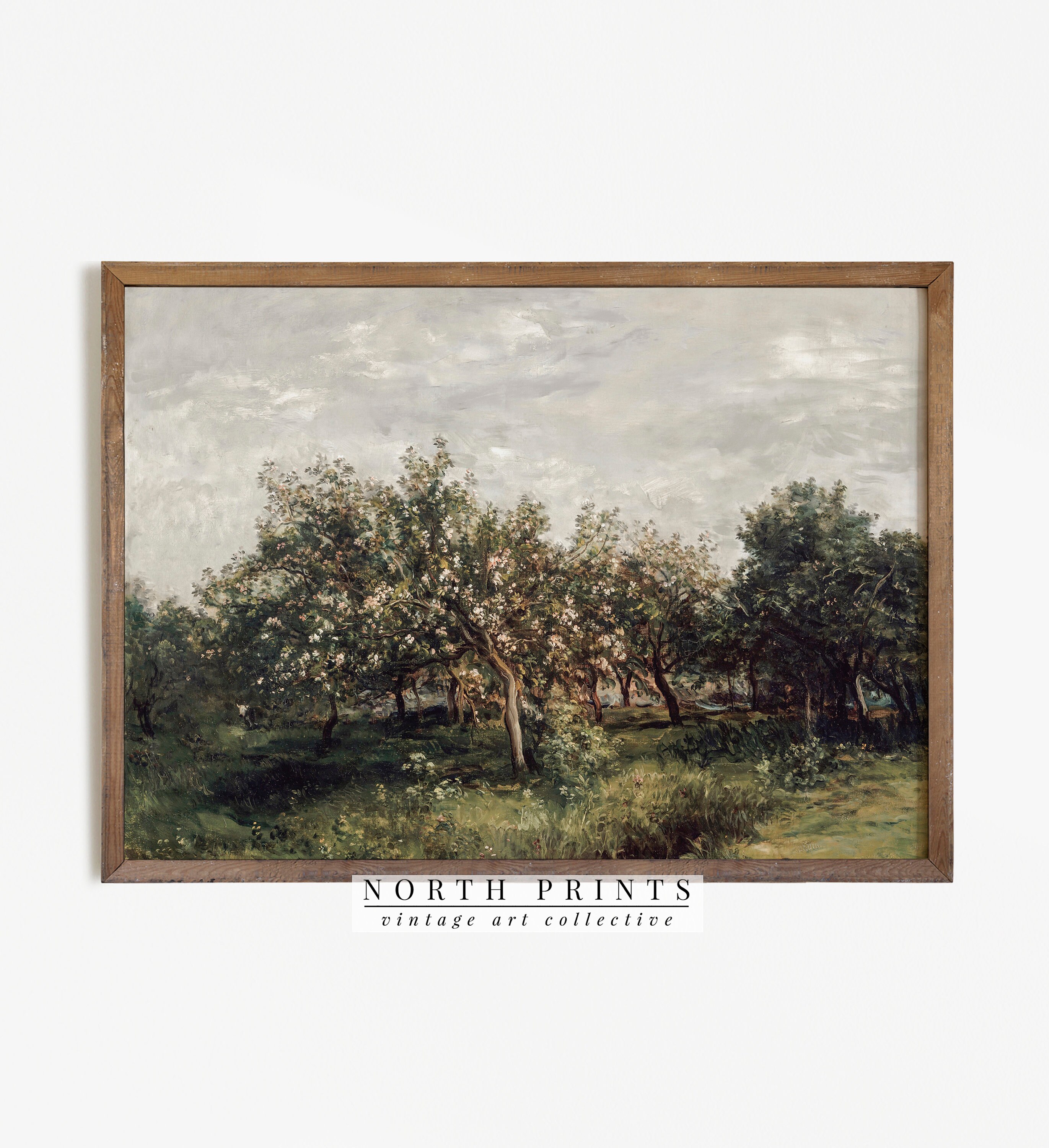 Apple Orchard Landscape Art Print Vintage Country Painting - Etsy