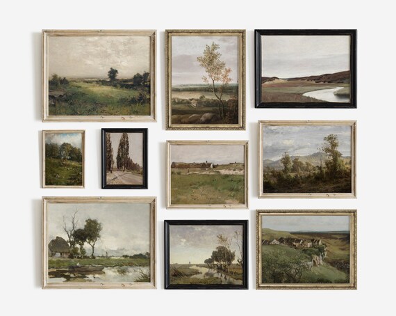 Vintage Farmhouse Gallery Wall Set Antique Landscape Wall Art PRINTABLE ...