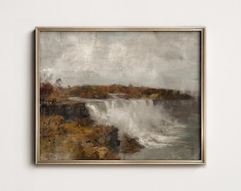 Niagara Falls Landscape PRINTABLE Art, Rustic Earthy Wall Decor, Digital Art Download North Prints 12-100