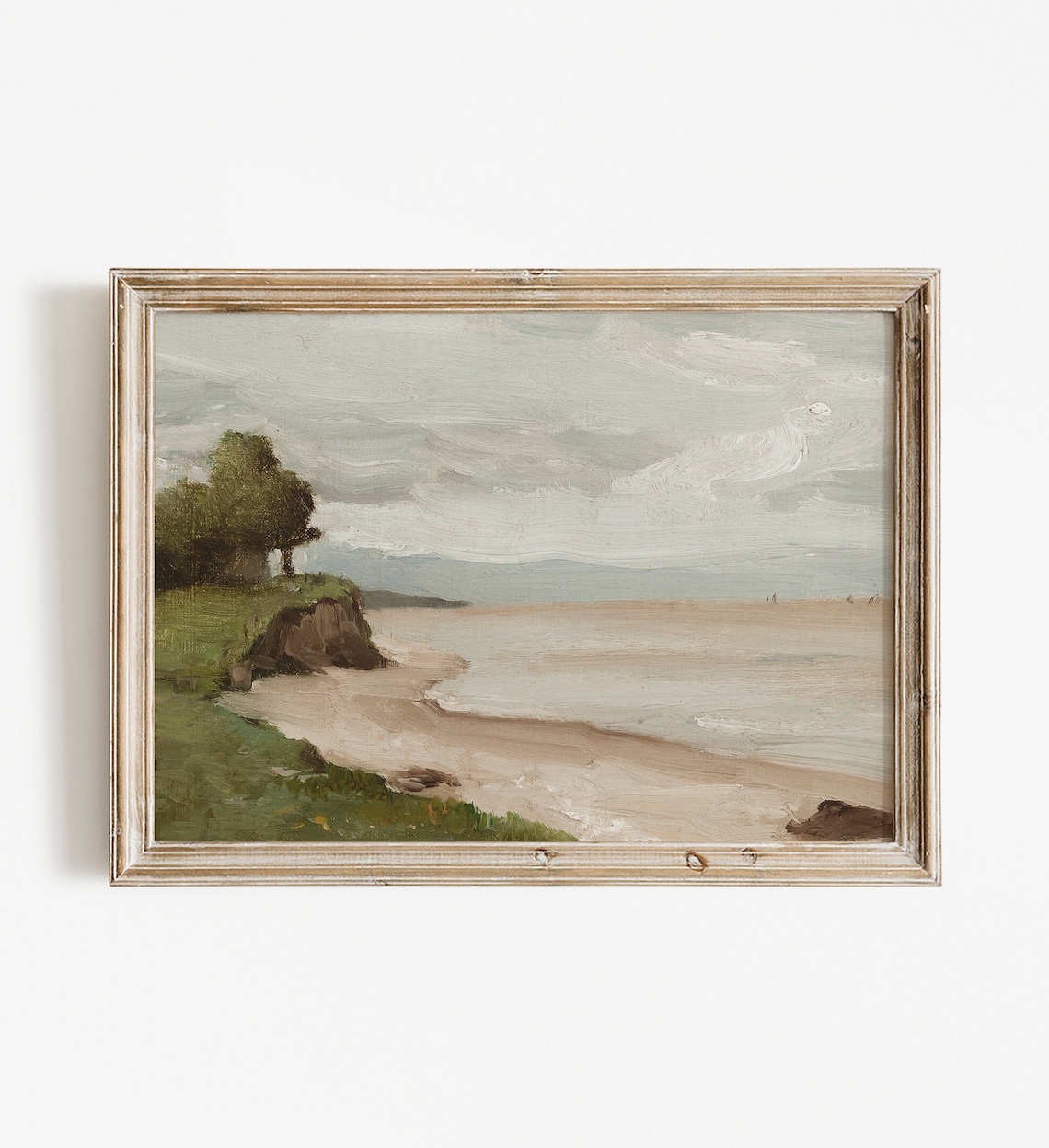 Beach Painting Vintage Coastal Landscape Print Digital Etsy