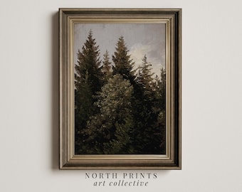 Vintage Pine Tree Forest Print: Rustic Cabin Wall Decor (Digital Printable) 3-19