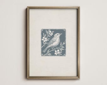 Antique Blue Bird Print: Minimalist Farmhouse Spring Decor (Digital Download Printable) 8-150