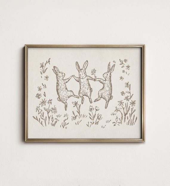 Bunny Sketch Print: Neutral Nursery Wall Decor (PRINTABLE Digital Download) SK1-95