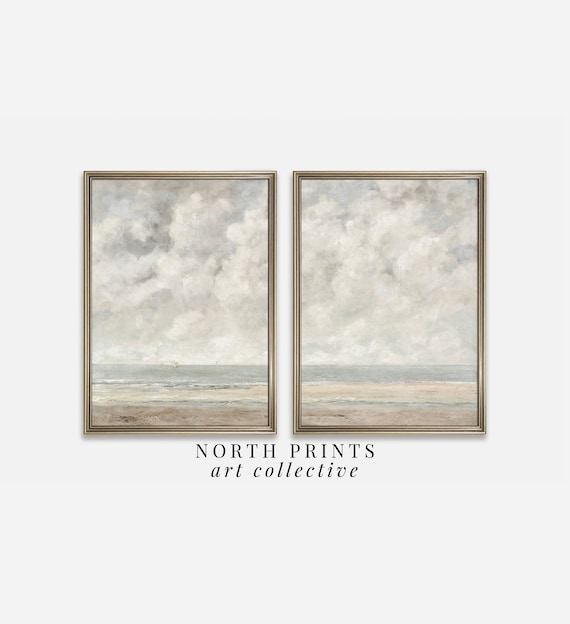 Coastal Beach Print Set: Vintage Farmhouse Wall Art (Printable Digital Download) S2-131