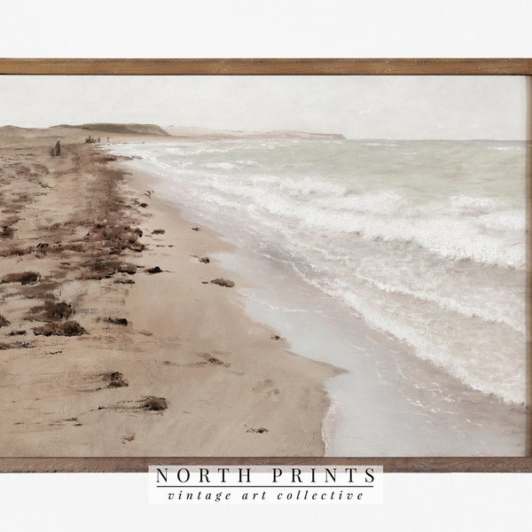 Muted Beach Art Print | Vintage Coastal Painting Digital PRINTABLE #485