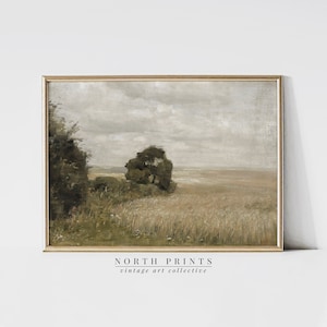 Pintura de paisaje de verano vintage / Decoración de pared de prado campestre Impresiones digitales del norte IMPRIMIBLES / 4-92