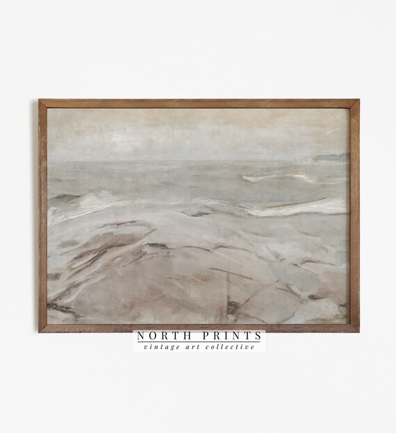 Art & Collectibles Watercolor Neutral Coastal Wall Art Vintage Painting