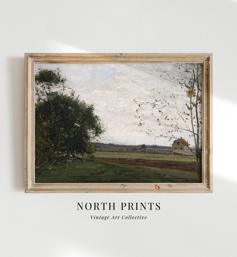 Vintage Print Farmhouse PRINTABLE Wall Art #264 Country Landscape Painting