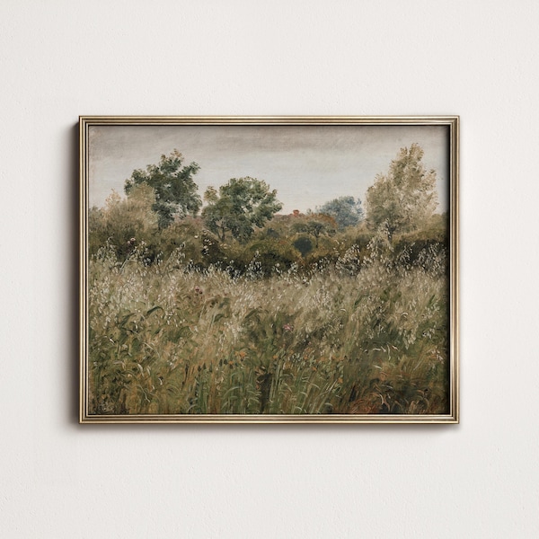 Vintage Cottage Landscape Painting: French Countryside Wall Art (Printable Digital Download) 1-141