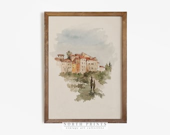 Italy Watercolor Painting | Vintage Italian Landscape Digital Art PRINTABLE | 611