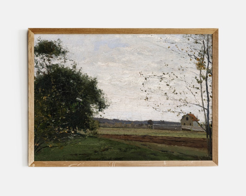 Vintage Print Farmhouse PRINTABLE Wall Art #264 Country Landscape Painting