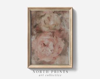 Vintage Rose Abstract Wall Art | Muted Pink Botanical PRINTABLE Digital Downloadable Print | North Prints Art 6-163