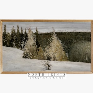 Samsung FRAME TV Art Winter Forest Painting | Vintage Country Landscape DIGITAL Download | TV259