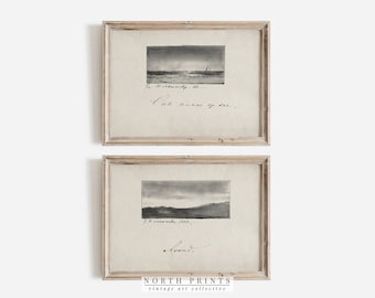 Vintage Coastal Sketch Print Set: Beach House Gallery Wall Art (Printable Digital Download) S2-105