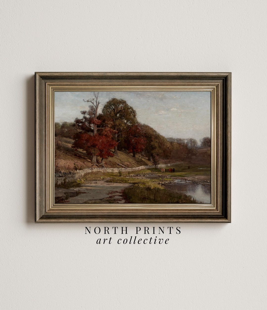 Fall Landscape Print | Vintage Autumn Moody Countryside Painting ...