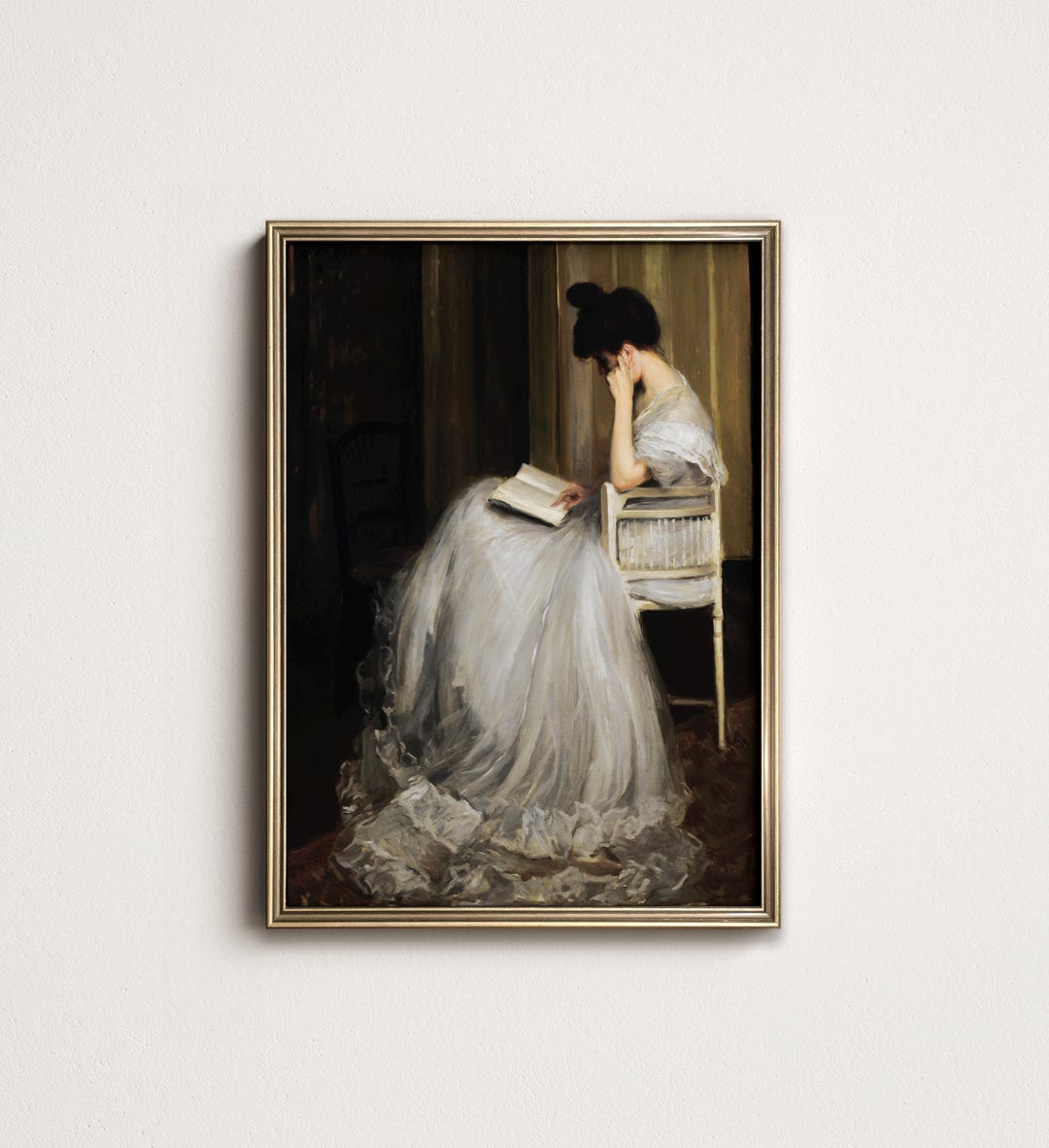 Antique Woman Reading Portrait: Vintage Literary Wall Art (digital ...