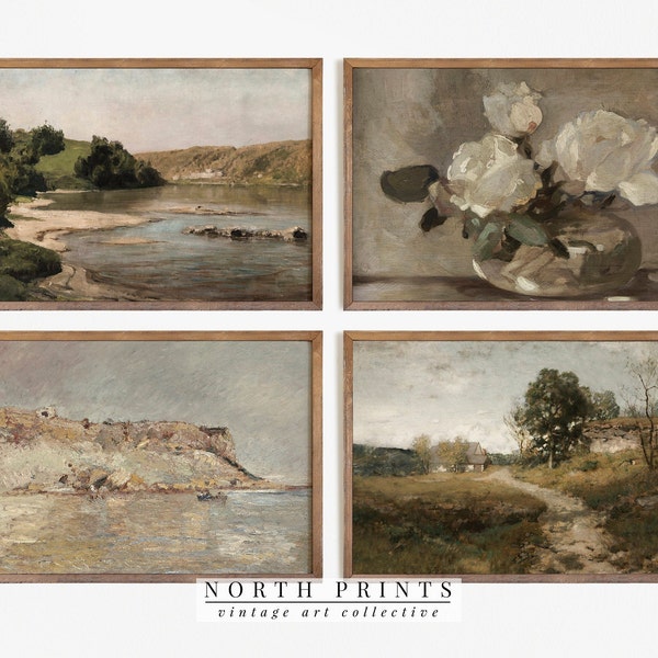 Country Gallery Wall Print Set | Vintage Paintings | Neutral Landscape North Prints | PRINTABLE #S4-1