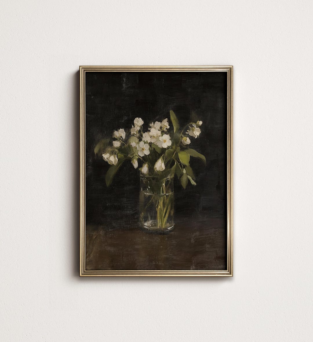 Dark Floral Still Life Painting: Moody Botanical Wall Art (PRINTABLE ...