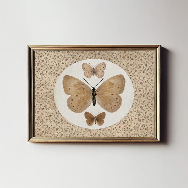 Vintage Butterfly Art Print: Cottagecore Nursery Decor (Printable Digital Download) 8-03