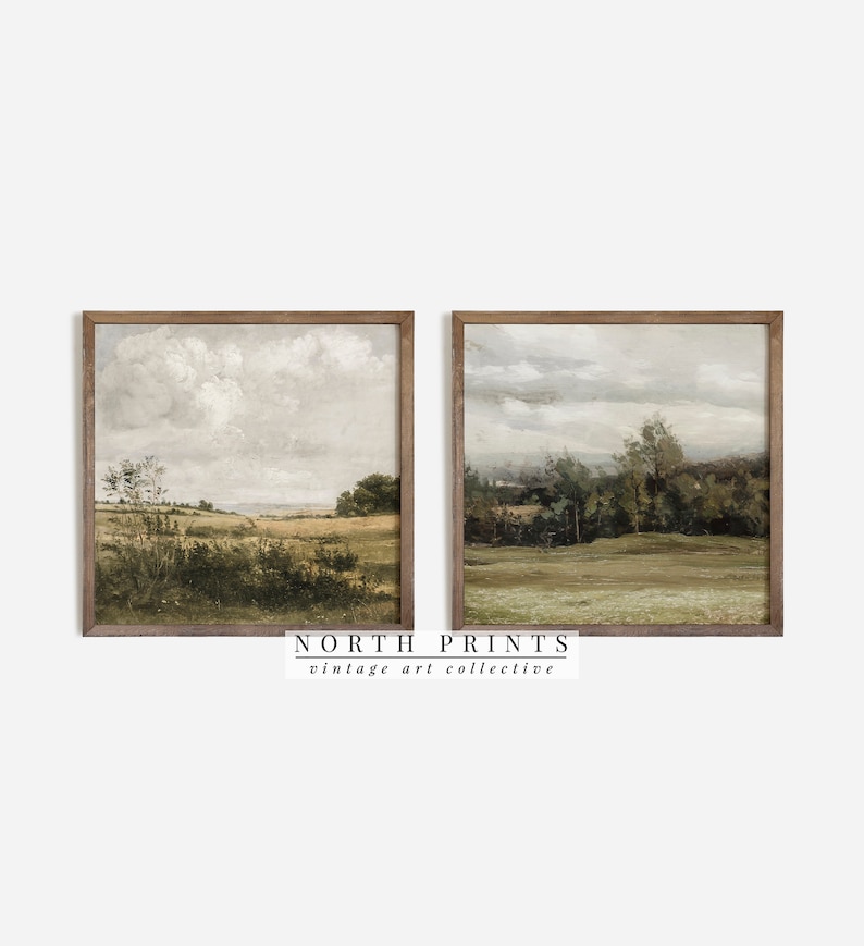 Vintage sommarlandskapskonsttryckset: Kvadratisk tavelvägg (digital nedladdning, utskrivbar) S8-11 bild 5