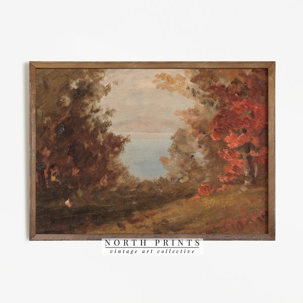 Autumn Lake Painting | Fine Art Vintage Landscape Wall Art |Fall PRINTABLE Digital Art | 880