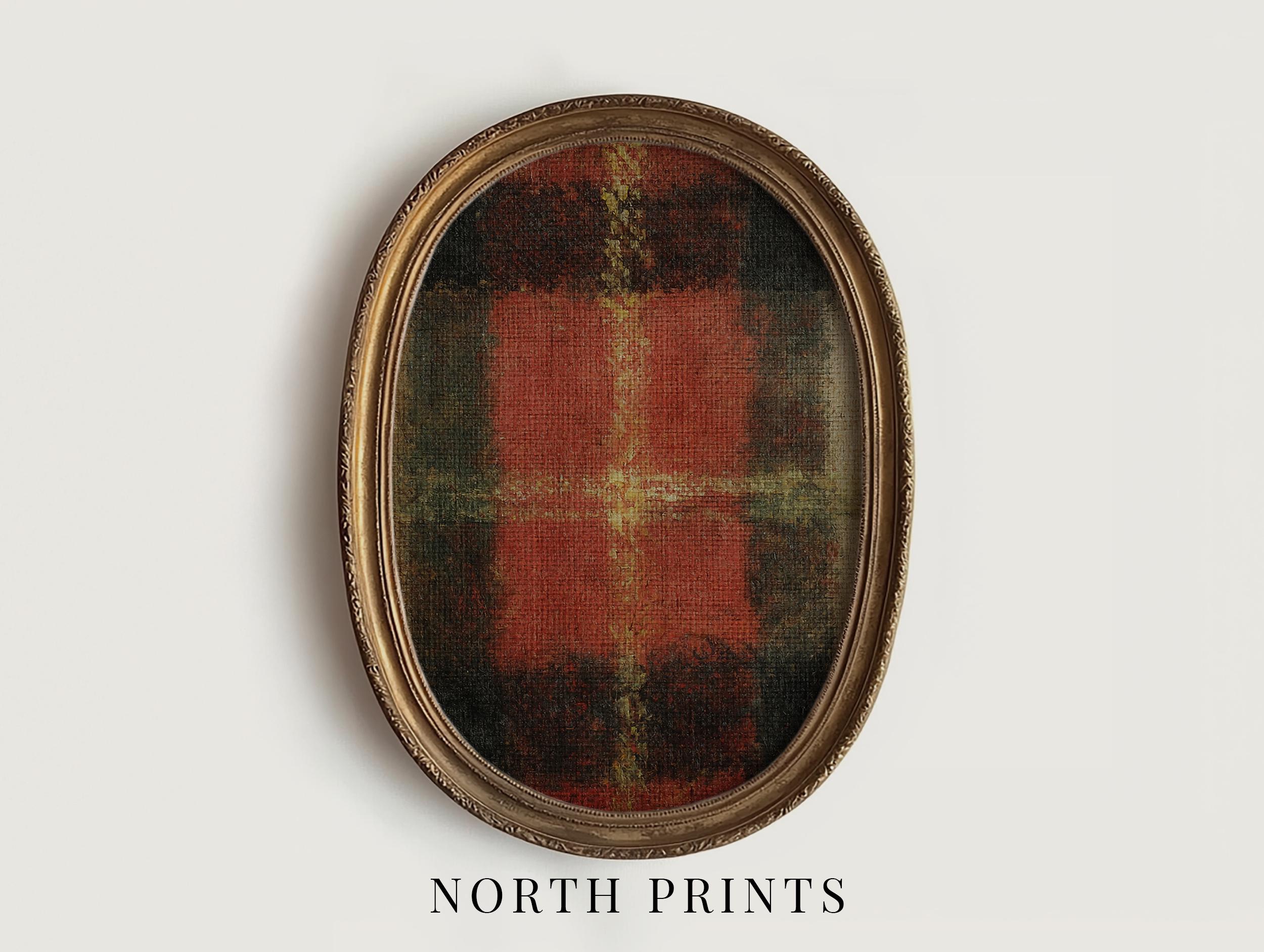 Red Tartan Plaid Wall Art, Scottish Heritage Tweed Textile