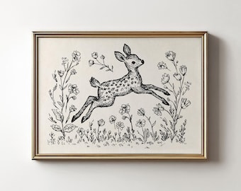 Woodland Deer Nursery Art Print: Country Kids Decor (Digital Download PRINTABLE) SK1-99