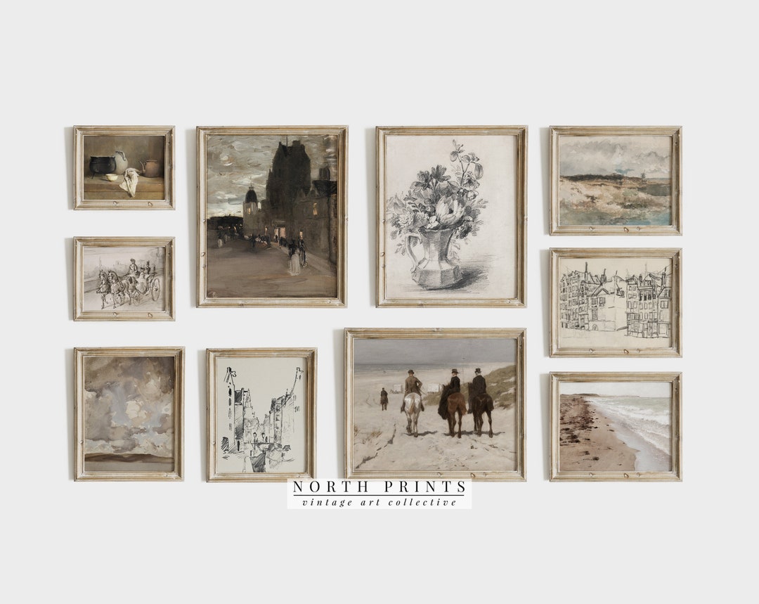 Neutral Gallery Wall Print SET of 10 Vintage European Home Decor ...