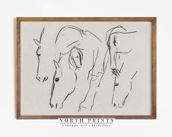 Minimalist Horse Drawing | Vintage Sketch Print | Modern Farmhouse Decor PRINTABLE | 695