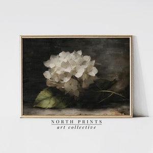 Moody Hydrangea Still Life Oil Painting: Botanical Art Print (Digital PRINTABLE Art Download) 6-31