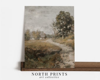 Country Road Wall Decor Cozy Landscape Painting | Vintage Downloadable PRINTABLE Art North Prints | 5-213